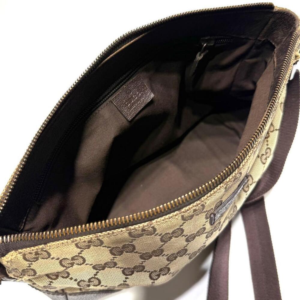 GUCCI GG Canvas Shoulder Bag Messenger Brown Crossbody Leather - Picture 7 of 10